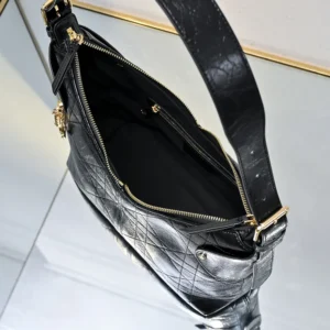Dior Women Medium Dior Voyage Bag Black Flat Macrocannage Grained Calfskin