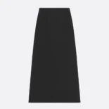 Dior Women Mid-Length Straight Skirt Black Virgin Wool and Silk Grain de Poudre