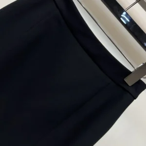 Dior Women Mid-Length Straight Skirt Black Virgin Wool and Silk Grain de Poudre