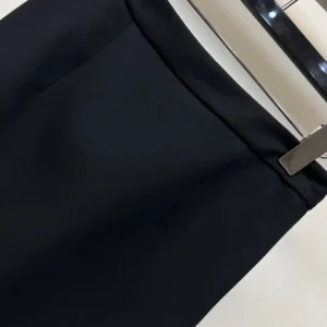 Dior Women Mid-Length Straight Skirt Black Virgin Wool and Silk Grain de Poudre