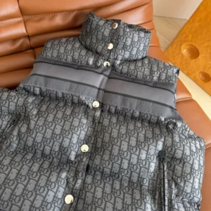 Dior Women Oblique Down Vest Black Cotton-Blend Jacquard