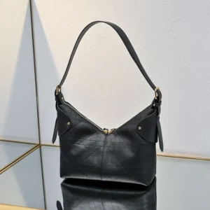 Dior Women Small Dior Voyage Bag Black Flat Macrocannage Grained Calfskin