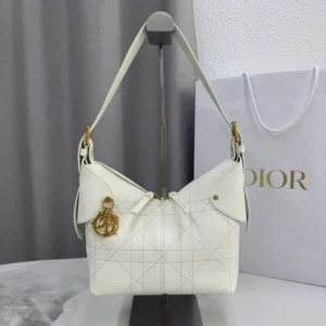 Dior Women Small Dior Voyage Bag Latte Flat Macrocannage Grained Calfskin