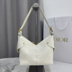 Dior Women Small Dior Voyage Bag Latte Flat Macrocannage Grained Calfskin
