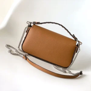 Fendi Women Baguette® Mini Cappuccino-colored Selleria Bag with 309 Hand-sewn Stitches