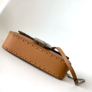 Fendi Women Baguette® Mini Cappuccino-colored Selleria Bag with 309 Hand-sewn Stitches