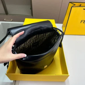 Fendi Women Cappuccino Black Leather Backpack 8BZ057A