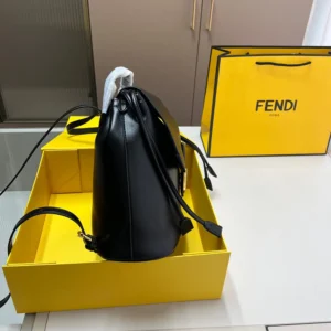Fendi Women Cappuccino Black Leather Backpack 8BZ057A
