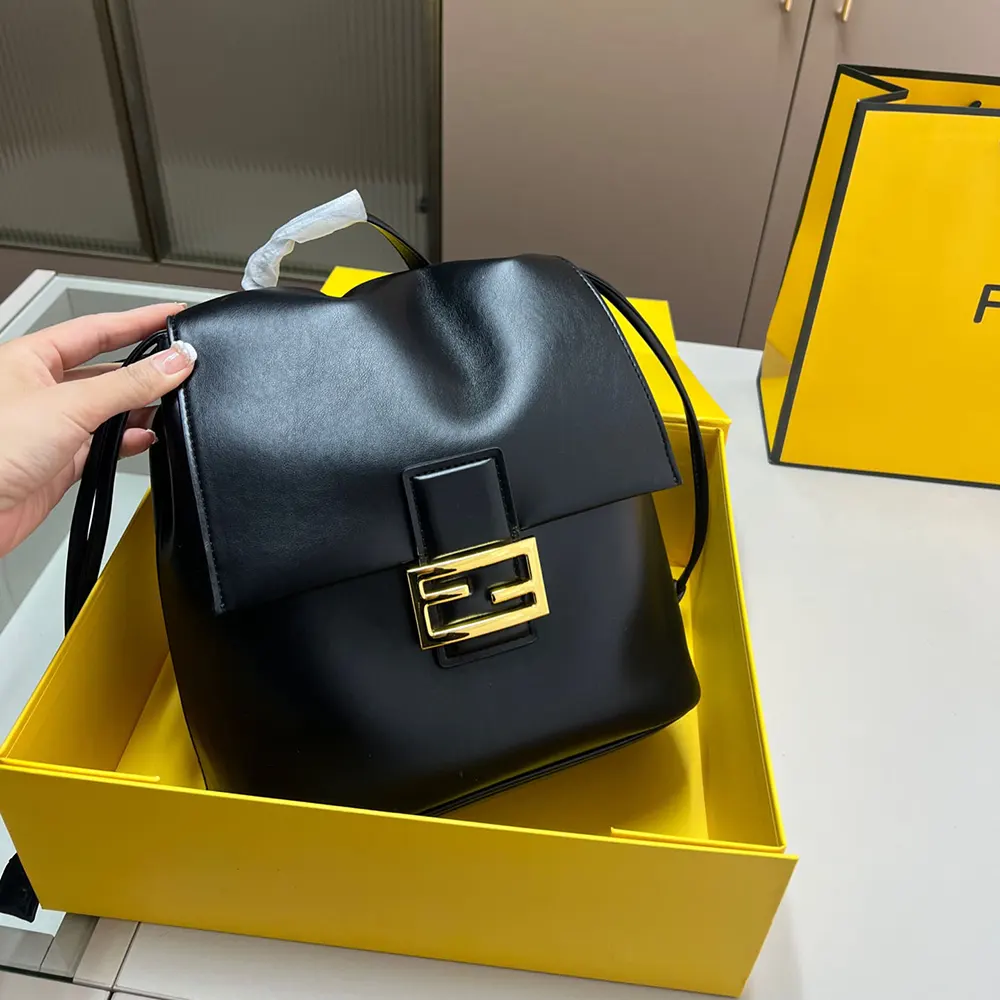 Fendi Women Cappuccino Black Leather Backpack 8BZ057A