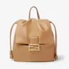 Fendi Women Cappuccino Brown Leather Backpack 8BZ057A