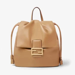 Fendi Women Cappuccino Brown Leather Backpack 8BZ057A