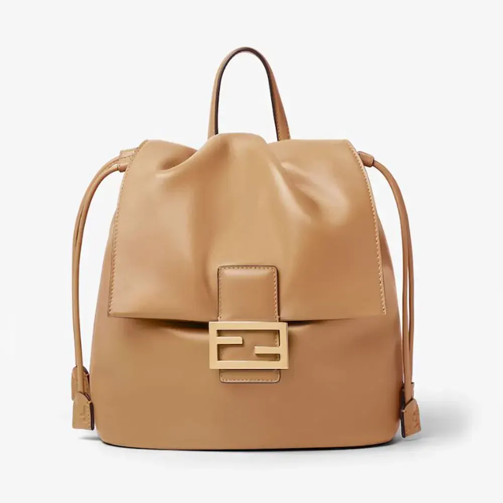 Fendi Women Cappuccino Brown Leather Backpack 8BZ057A