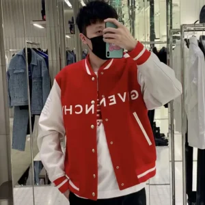 Givenchy Women GIVENCHY Bomber in Wool and Leather-Red