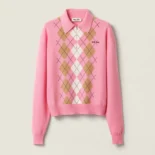 Miu Miu Women Cashmere Half-Zipper Polo Shirt MMLB70