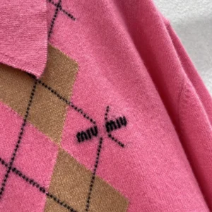 Miu Miu Women Cashmere Half-Zipper Polo Shirt MMLB70