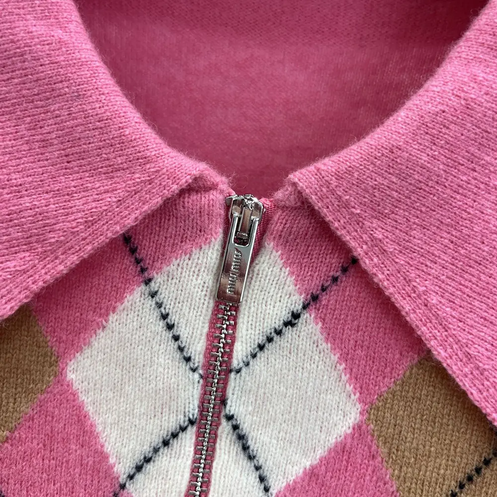 Miu Miu Women Cashmere Half-Zipper Polo Shirt MMLB70 7 Miu Miu Women Cashmere Half-Zipper Polo Shirt MMLB70