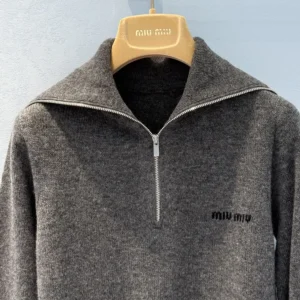 Miu Miu Women Cashmere Half-Zipper Sweater MMLB4717SA
