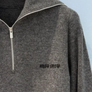 Miu Miu Women Cashmere Half-Zipper Sweater MMLB4717SA