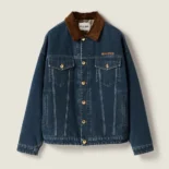 Miu Miu Women Flocked Denim And Velvet Blouson Jacket GWB280