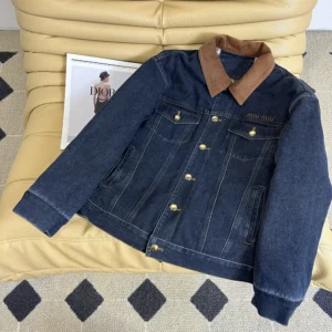 Miu Miu Women Flocked Denim And Velvet Blouson Jacket GWB280