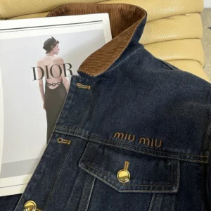 Miu Miu Women Flocked Denim And Velvet Blouson Jacket GWB280