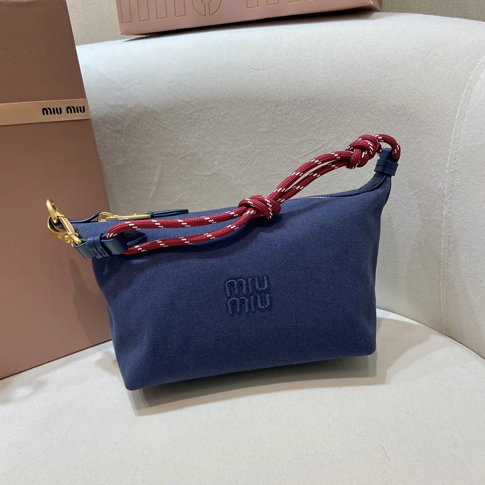Miu Miu Women Gabardine Pouch-Navy 5NE8412IA7F04GM 3 Miu Miu Women Gabardine Pouch-Navy 5NE8412IA7F04GM