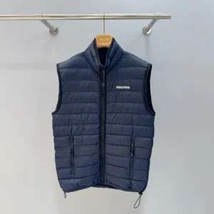 Miu Miu Women Light Pongé Down Vest with Embroidered logo ML1345