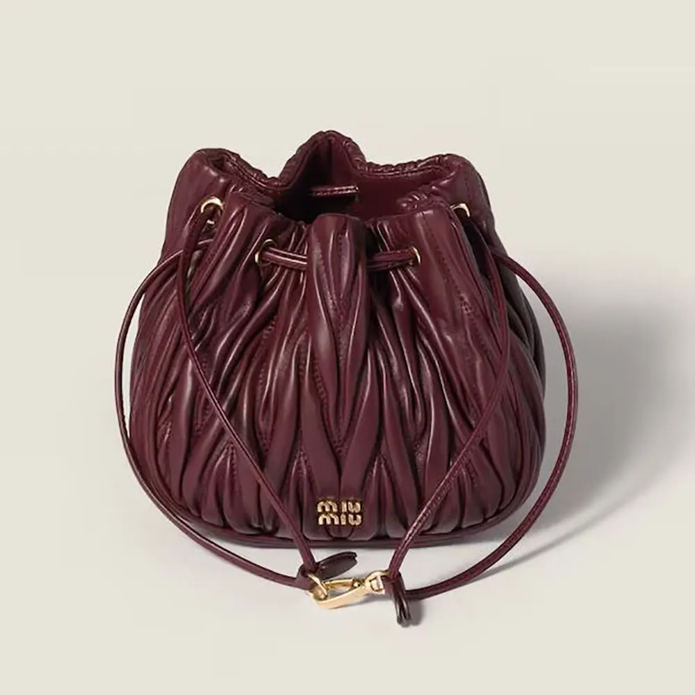 Miu Miu Women Matelassé Nappa Leather Pouch-Burgundy 5ND022 (1) Miu Miu Women Matelassé Nappa Leather Pouch-Burgundy 5ND022