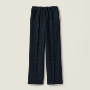 Miu Miu Women Plaid Pants with Embroidered Logo MP1816174R