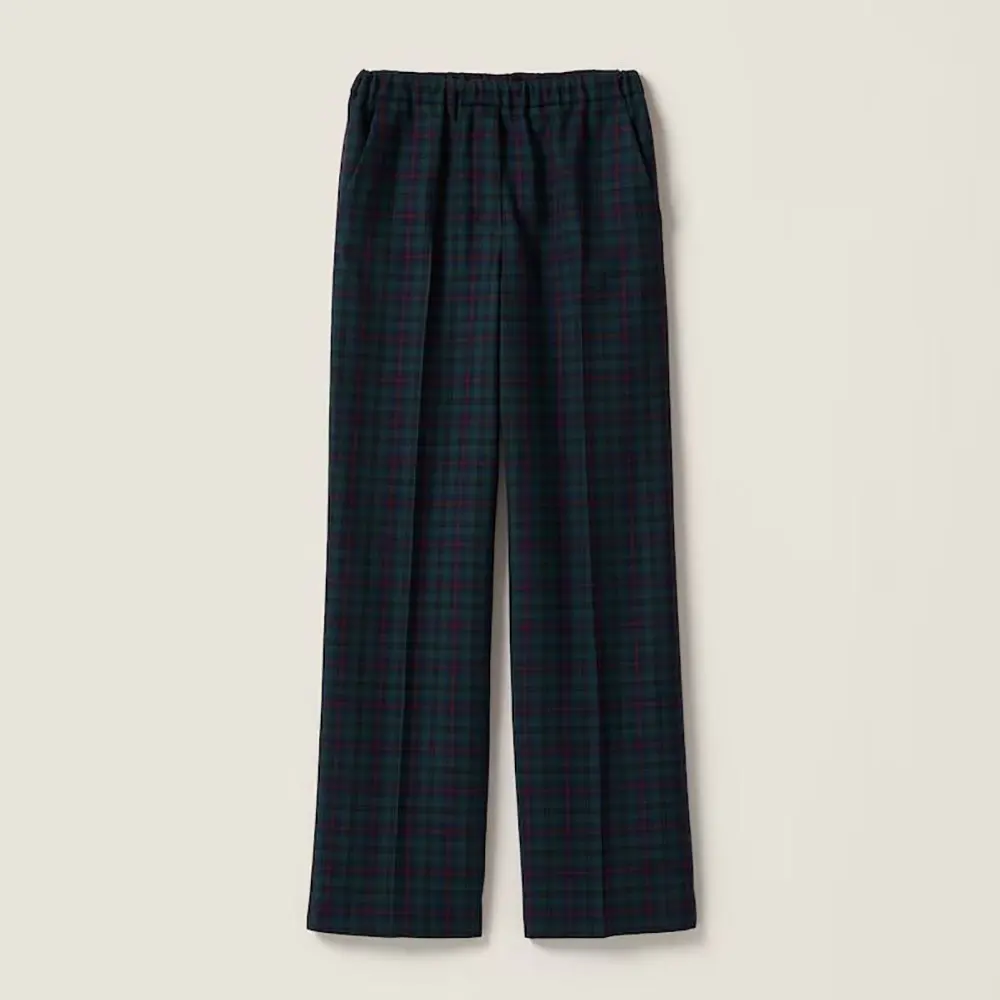 Miu Miu Women Plaid Pants with Embroidered Logo MP1816174R 1 Miu Miu Women Plaid Pants with Embroidered Logo MP1816174R