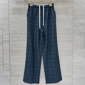 Miu Miu Women Plaid Pants with Embroidered Logo MP1816174R