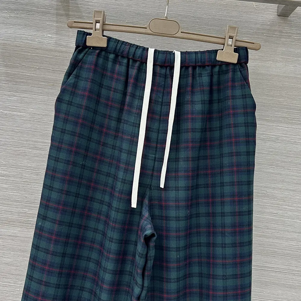Miu Miu Women Plaid Pants with Embroidered Logo MP1816174R 4 Miu Miu Women Plaid Pants with Embroidered Logo MP1816174R