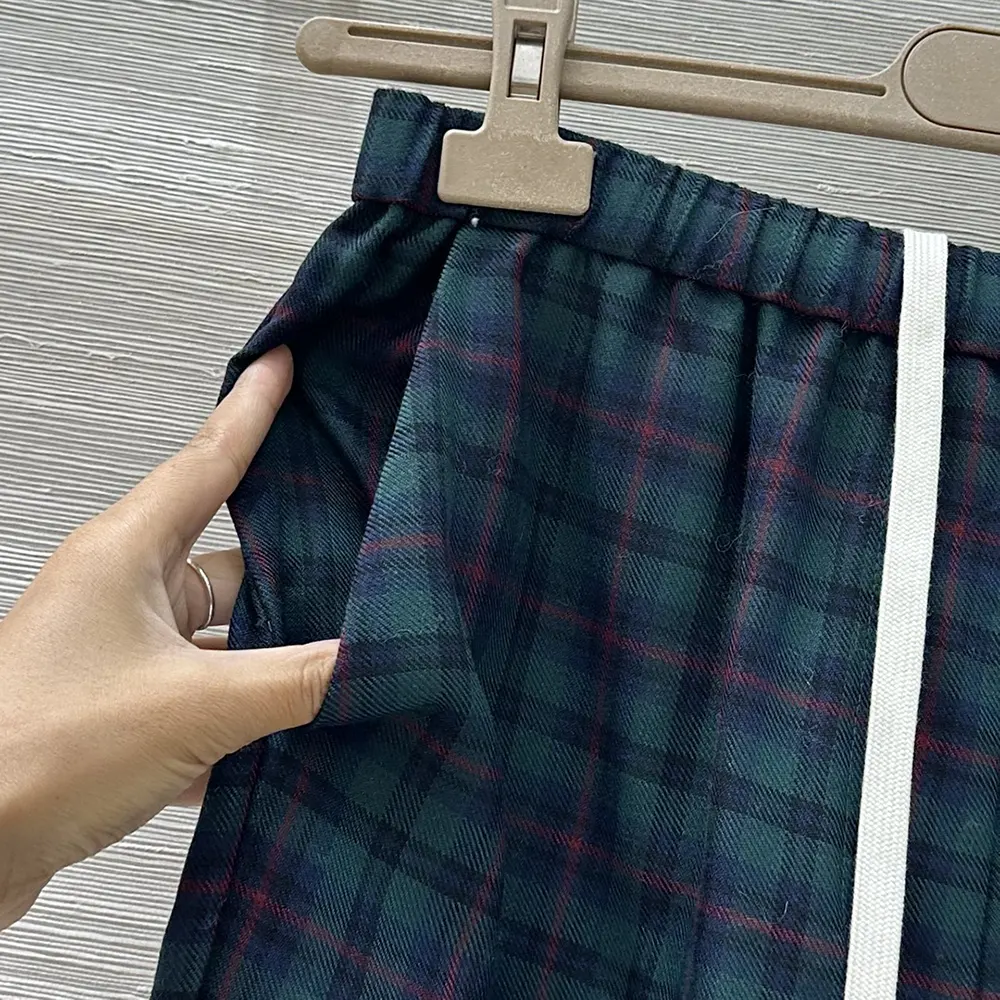 Miu Miu Women Plaid Pants with Embroidered Logo MP1816174R 7 Miu Miu Women Plaid Pants with Embroidered Logo MP1816174R