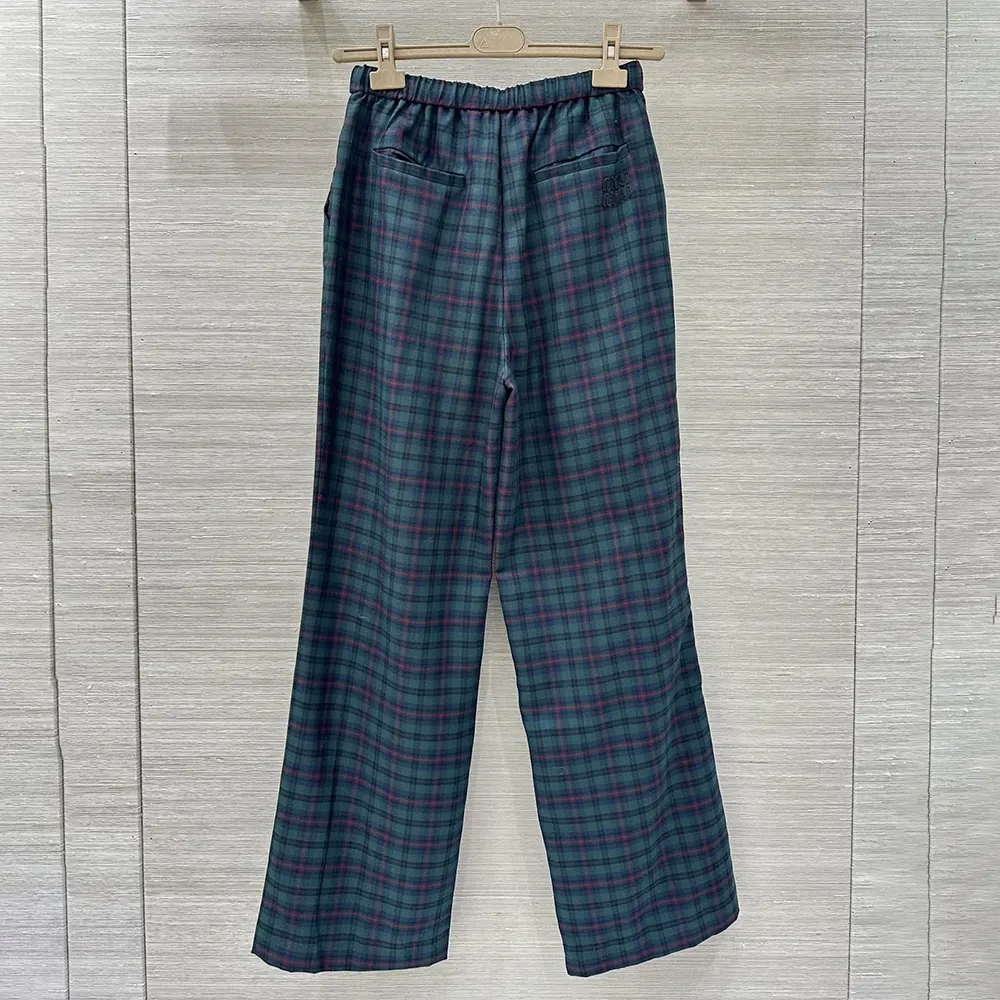 Miu Miu Women Plaid Pants with Embroidered Logo MP1816174R 3 Miu Miu Women Plaid Pants with Embroidered Logo MP1816174R