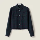 Miu Miu Women Plaid Shirt with Lettering Logo MK1970174R