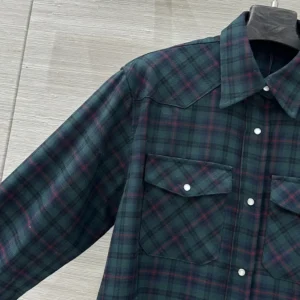 Miu Miu Women Plaid Shirt with Lettering Logo MK1970174R