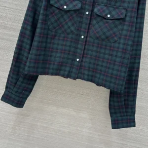 Miu Miu Women Plaid Shirt with Lettering Logo MK1970174R