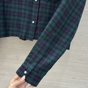 Miu Miu Women Plaid Shirt with Lettering Logo MK1970174R