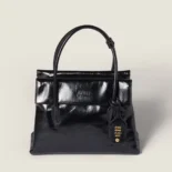 Miu Miu Women Solitaire Shiny Leather Bag-Black 5BA302US0