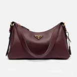 Prada Women Aimée Large Leather Shoulder Bag-Maroon 1BC228