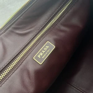 Prada Women Aimée Large Leather Shoulder Bag-Maroon 1BC228