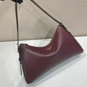 Prada Women Aimée Large Leather Shoulder Bag-Maroon 1BC228