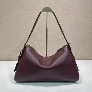 Prada Women Aimée Large Leather Shoulder Bag-Maroon 1BC228