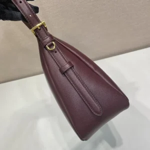 Prada Women Aimée Large Leather Shoulder Bag-Maroon 1BC228