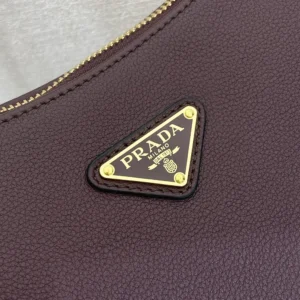 Prada Women Aimée Large Leather Shoulder Bag-Maroon 1BC228
