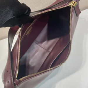 Prada Women Aimée Large Leather Shoulder Bag-Maroon 1BC228