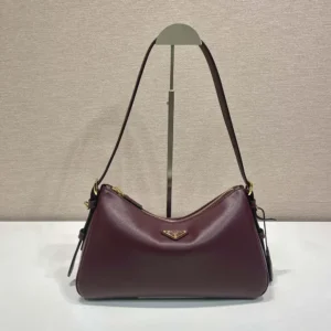 Prada Women Aimée Medium Leather Shoulder Bag-Maroon 1BC229
