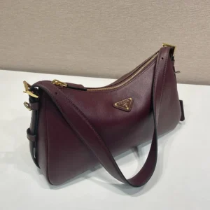 Prada Women Aimée Medium Leather Shoulder Bag-Maroon 1BC229