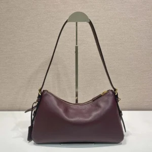 Prada Women Aimée Medium Leather Shoulder Bag-Maroon 1BC229