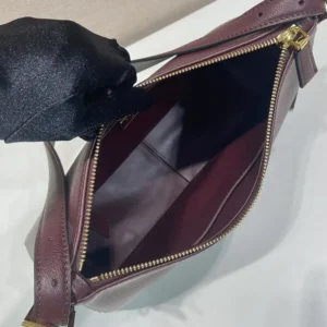 Prada Women Aimée Medium Leather Shoulder Bag-Maroon 1BC229